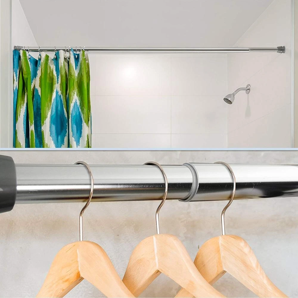 rust polished chrome adjustable tension shower curtain rod poles (6)